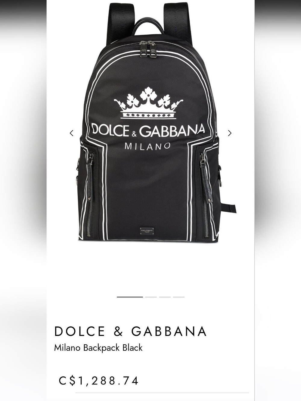 Dolce & Gabbana Black Backpack with White Milano Logo